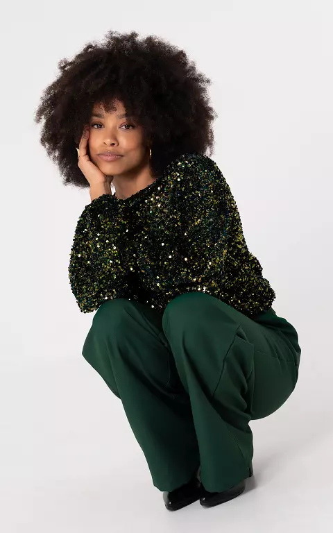 Glitzer Top grün schwarz