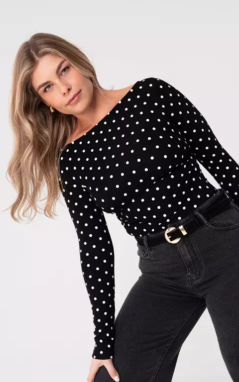 Top mit Punkten schwarz weiß