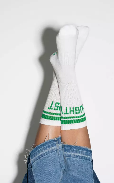 Glitter socks white green