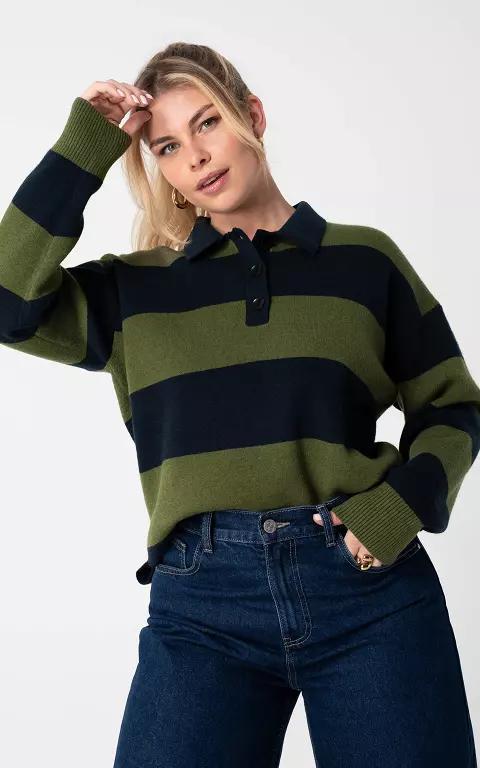 Jumper with collar dark blue green