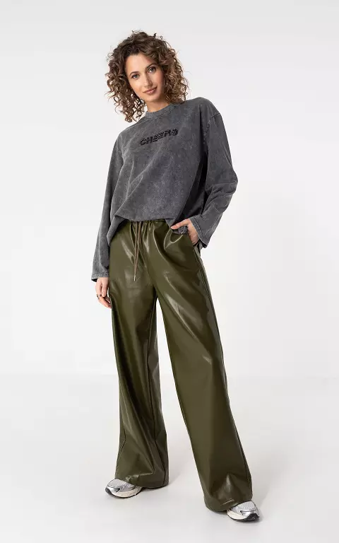 Leather look broek groen
