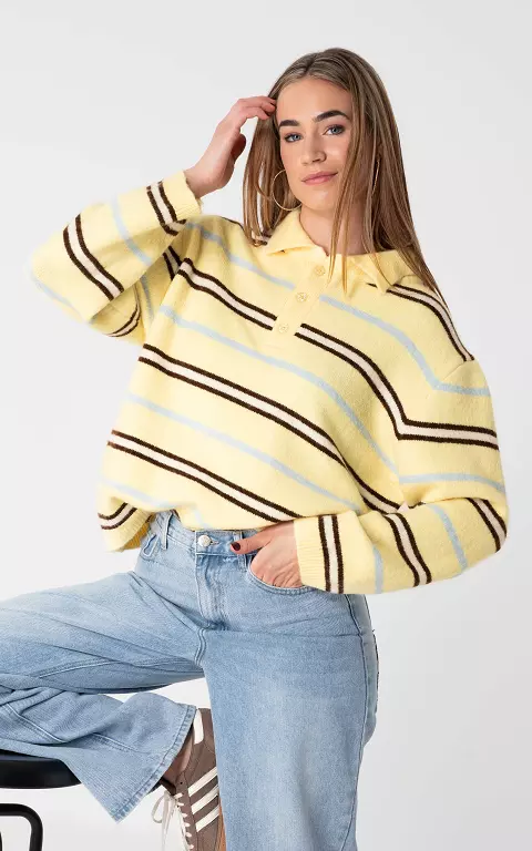 Pullover #105837 hellgelb dunkelbraun