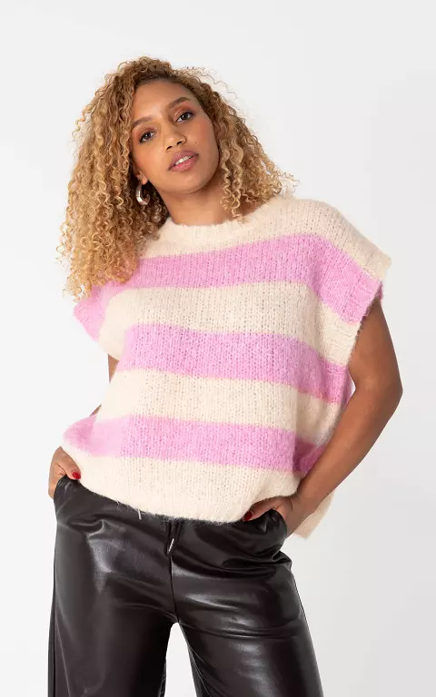 Spencer met streep creme lichtroze