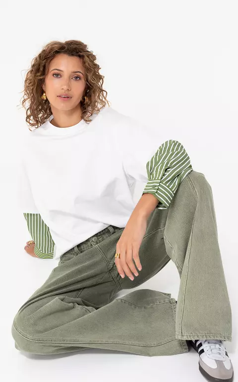 Shirt oversized blanc vert