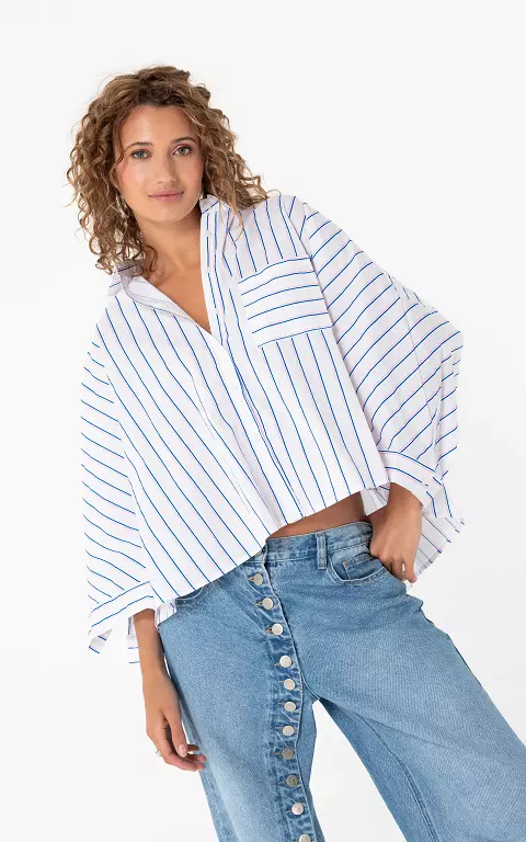 Oversized blouse white blue