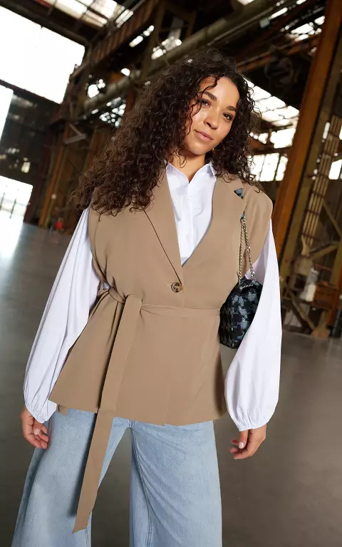 Vest with bow detail beige