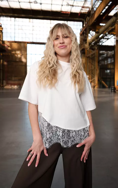 Shirt with lace white