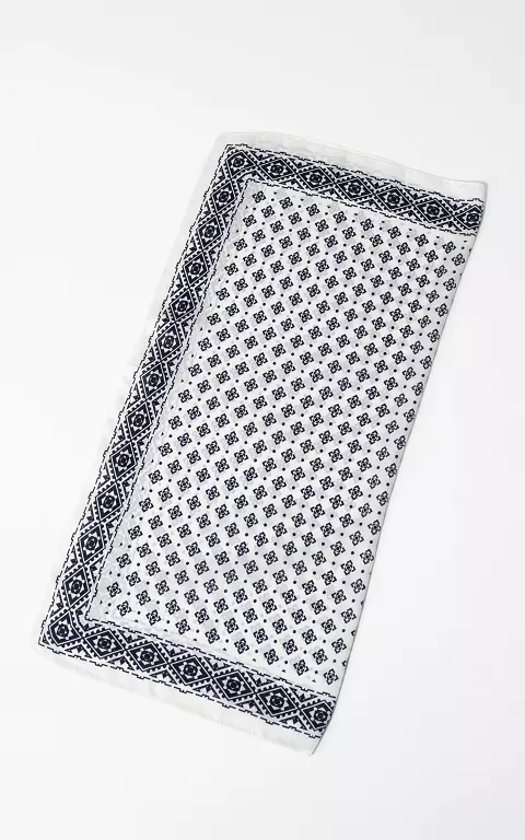 Vierkant Shawltje wit donkerblauw