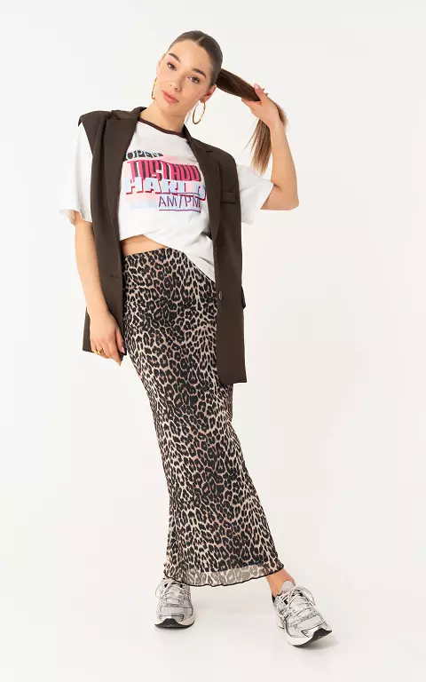 Meshrock mit Unterrock leopard hellbraun