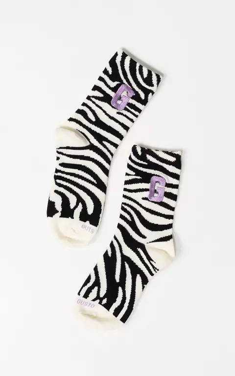 Sportsocken mit Zebramuster schwarz flieder