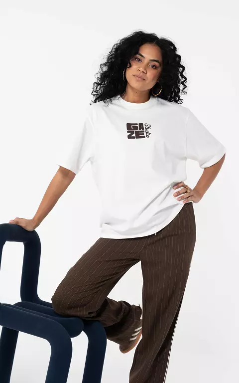 Graphic print shirt white brown