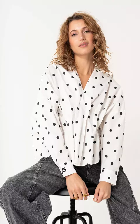 Bluse mit Punkten weiß schwarz