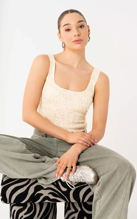 Sequin top cream