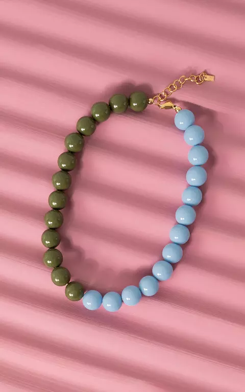 Beaded necklace light blue green