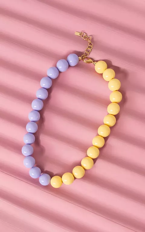 Beaded necklace light yellow lilac