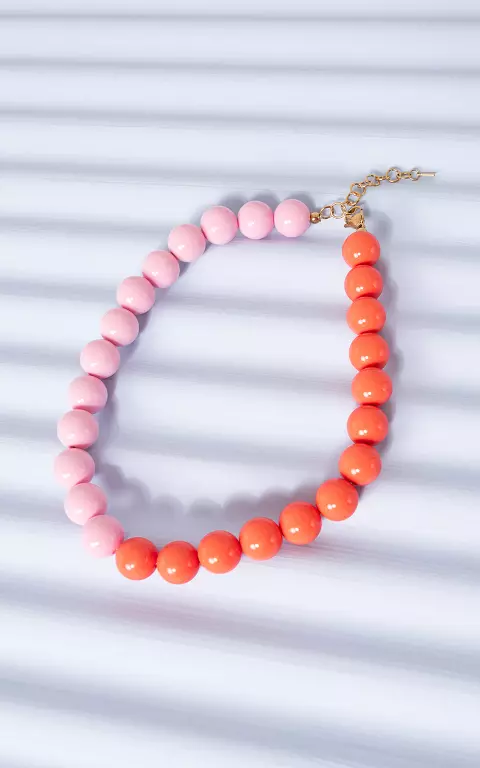 Beaded necklace light pink orange