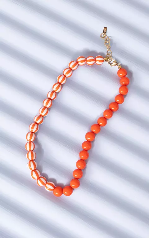 Beaded necklace orange white