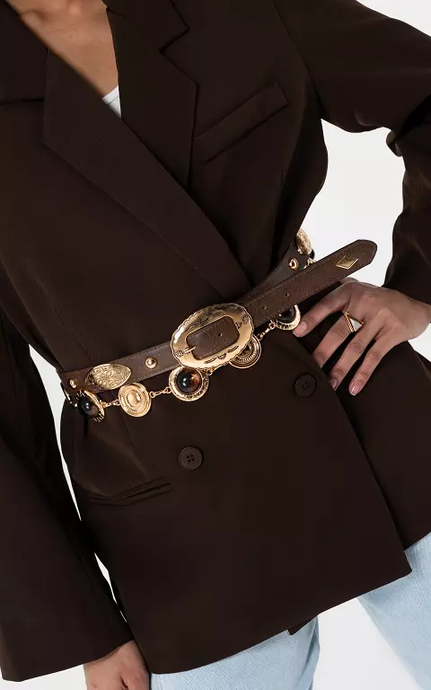 Belt with studs brown