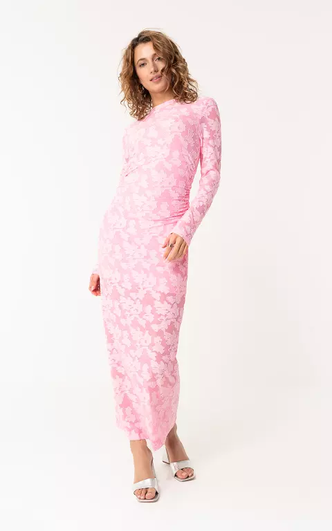 Maxikleid mit Blumen-Muster pink