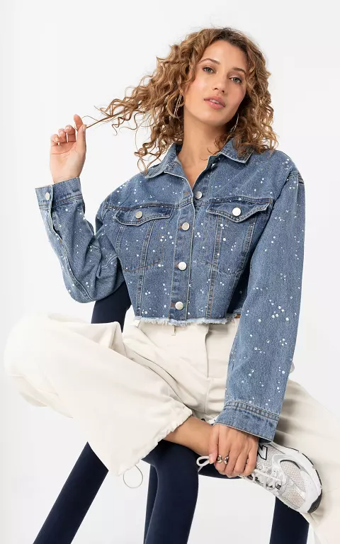 Glitter denim jasje blauw