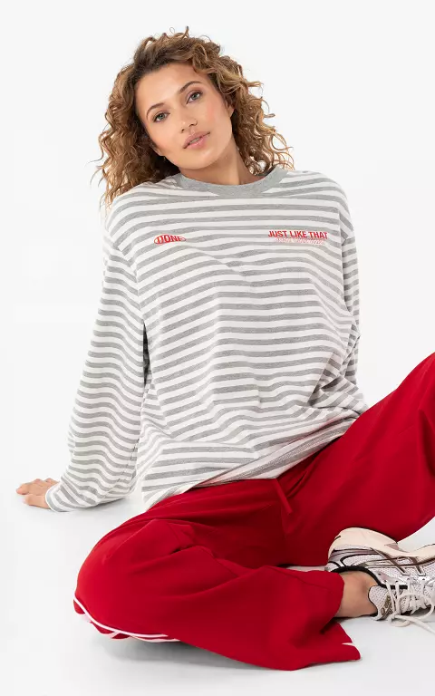 Striped longsleeve grijs wit
