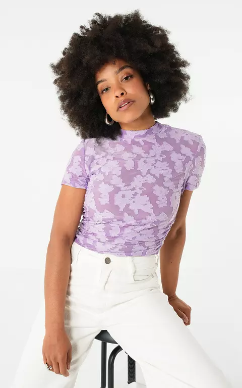 Shirt mit hohem Kragen lila