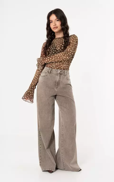 Wide leg jeans taupe