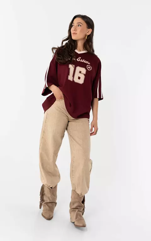 Soft sporty tee bordeaux creme