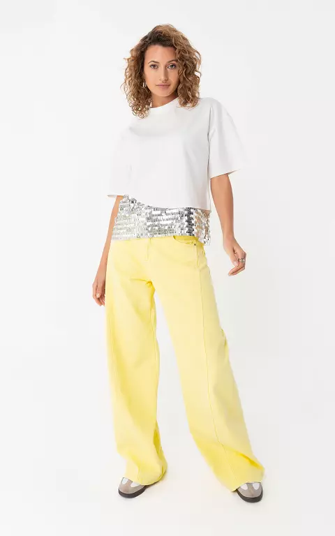 Wide leg jeans lichtgeel