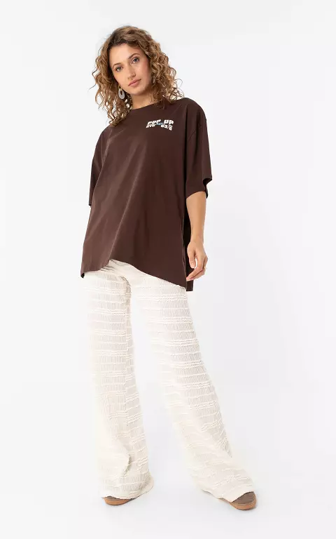 Stretch ruffle broek creme