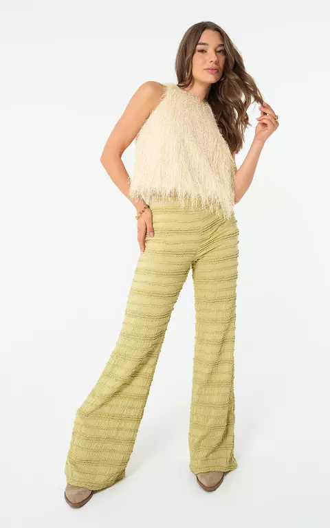 Stretch ruffle broek groen