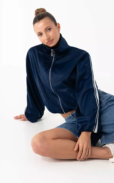 Gestreifte sportliche Jacke dunkelblau weiß