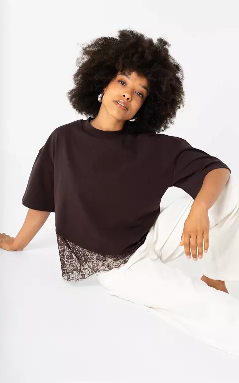 Shirt mit Spitze dunkellila