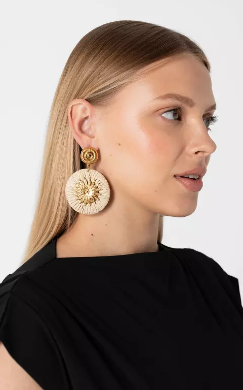 Oorbellen met hanger goud beige