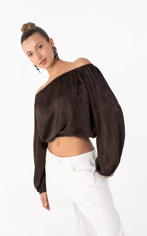 Off shoulder Top dunkelbraun