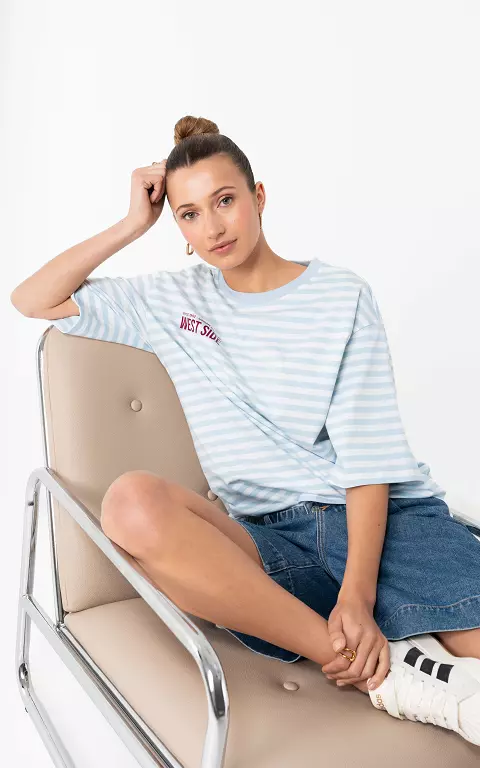 Striped shirt lichtblauw bordeaux