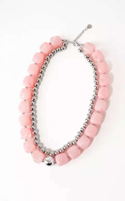 Double chain pink silver