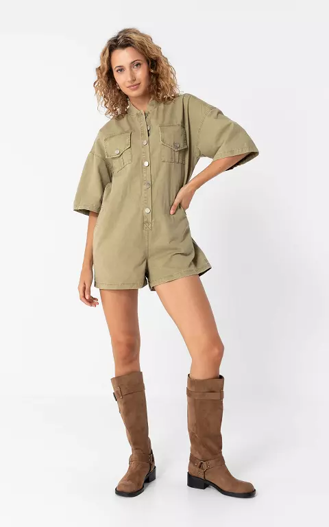 Washed jumpsuit kaki