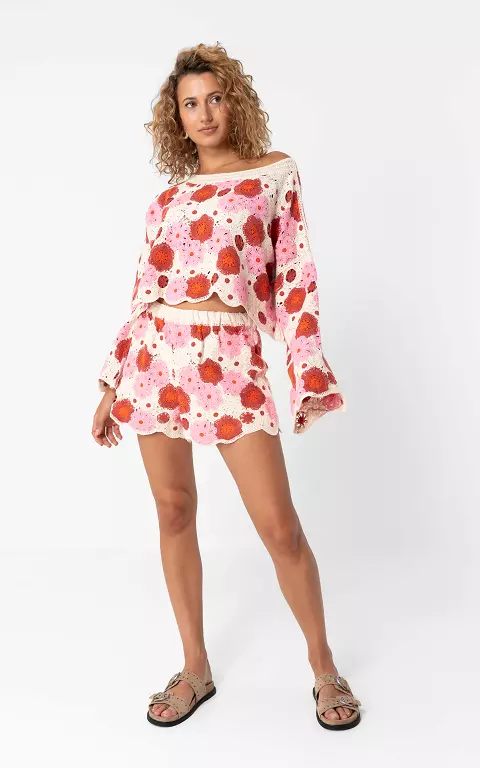 Gehaakte short roze beige