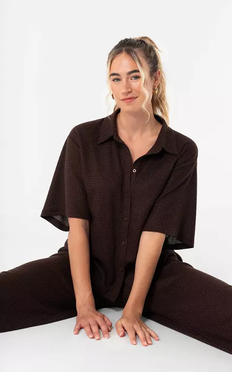 Bluse mit Struktur dunkelbraun