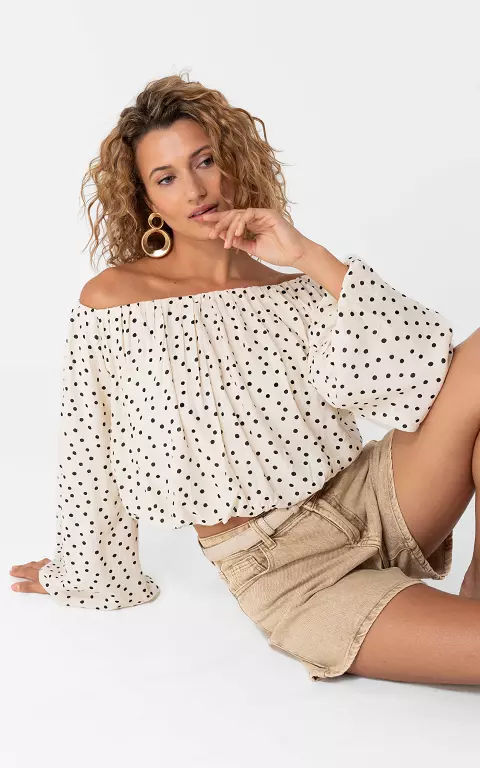 Off-Shoulder Top weiß schwarz