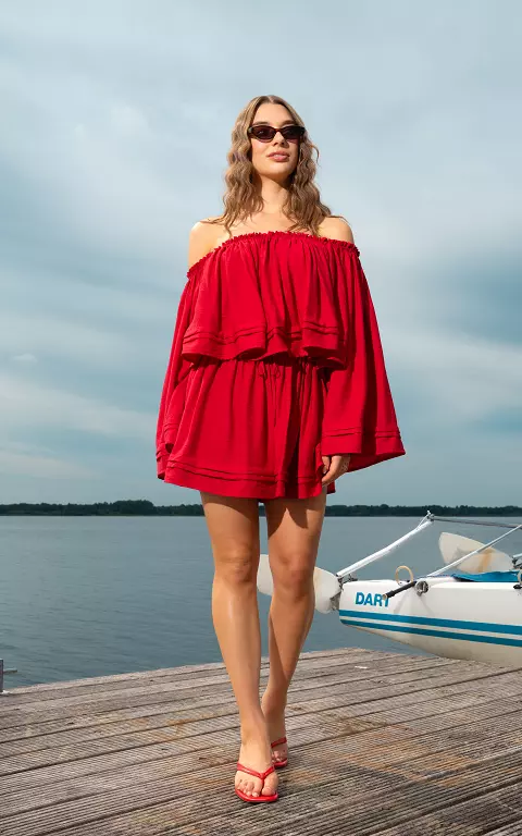 Layered shorts red