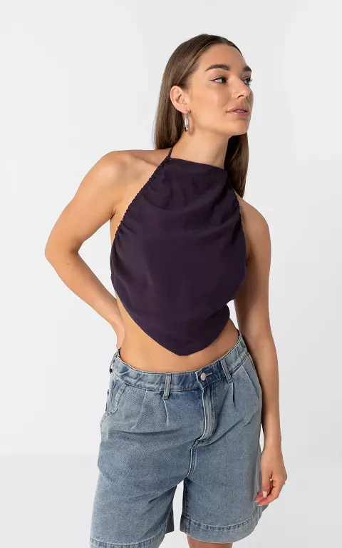 Halter strik top donkerpaars