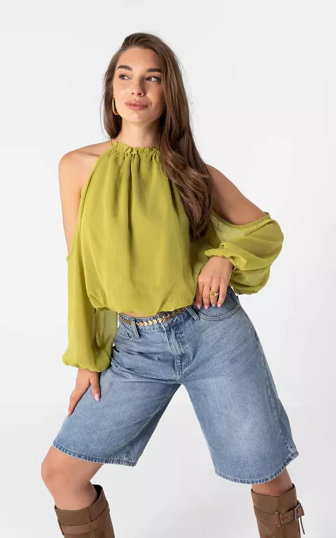 Open shoulder top groen