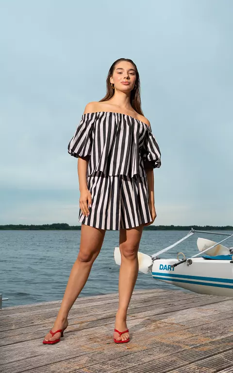 Striped shorts black beige