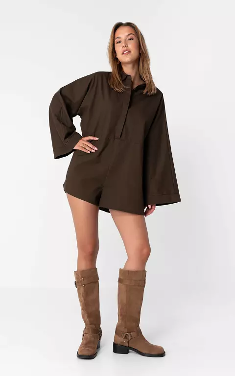 Jumpsuit mit langen Ärmeln dunkelbraun