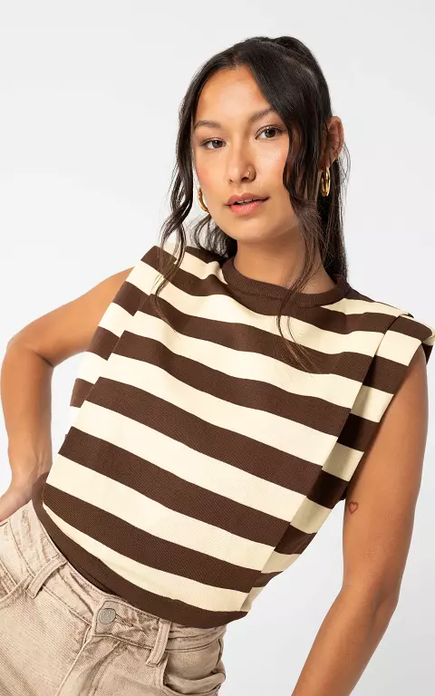 Gestreiftes Top dunkelbraun creme