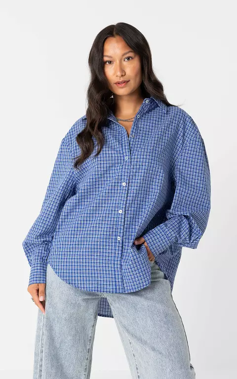 Bluse mit Glitzer blau schwarz