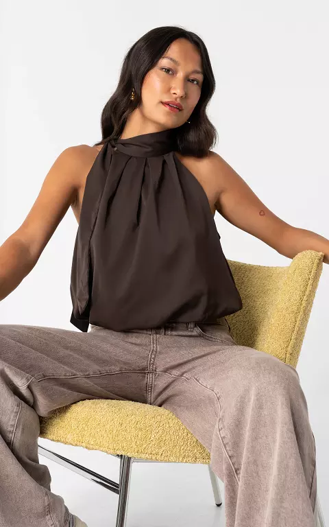 Cropped Haltertop dunkelbraun