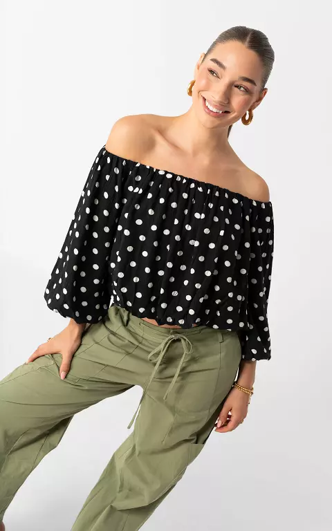 Off-Shoulder Top schwarz weiß